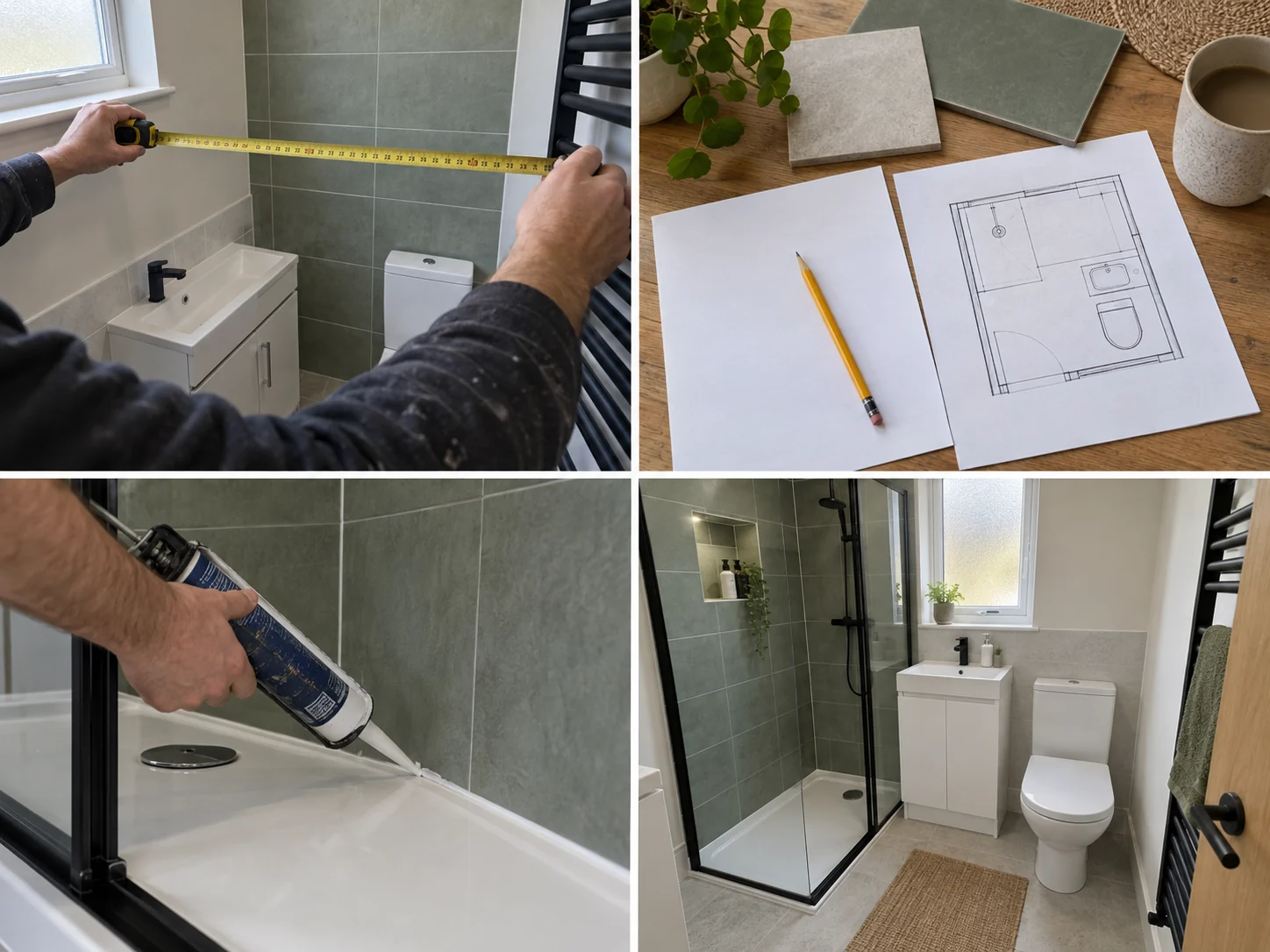 Compact modern shower room with vanity storage