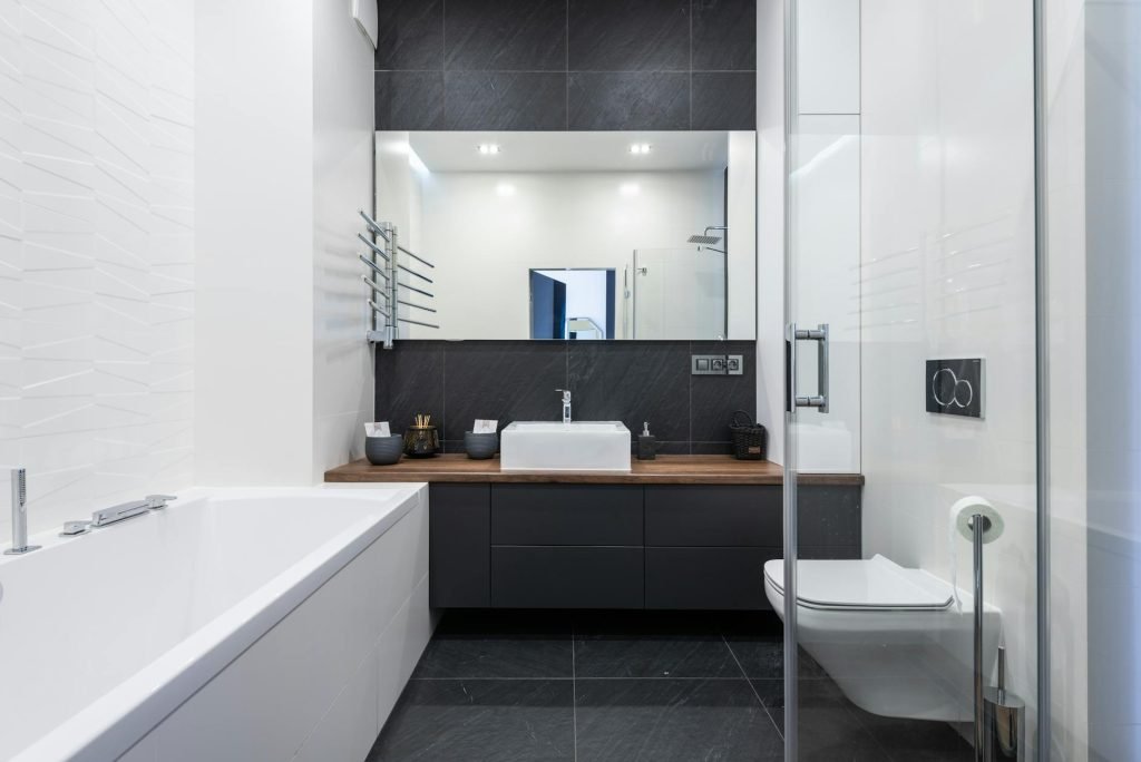 black bathroom fixtures vs chrome fixtures in glasgow bathrooms